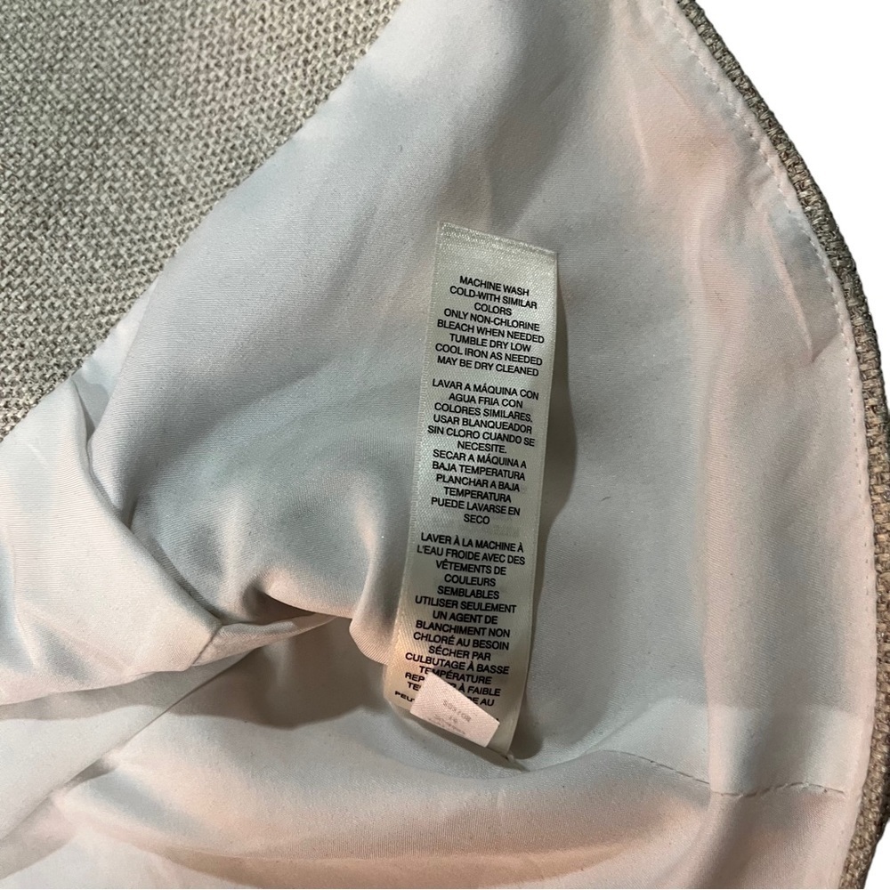 White House Black Market Beige Neutral Tweed Bodice Top Sz 4 Peplum Hem Full Zip - Picture 11 of 15